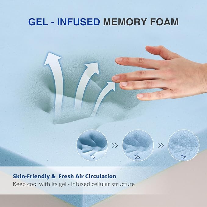 6 Inch Full Gel Cooling Memory Foam Mattress, Pressure Relief, Medium Firm Support，Mattress in a Box, CertiPUR-US Certified