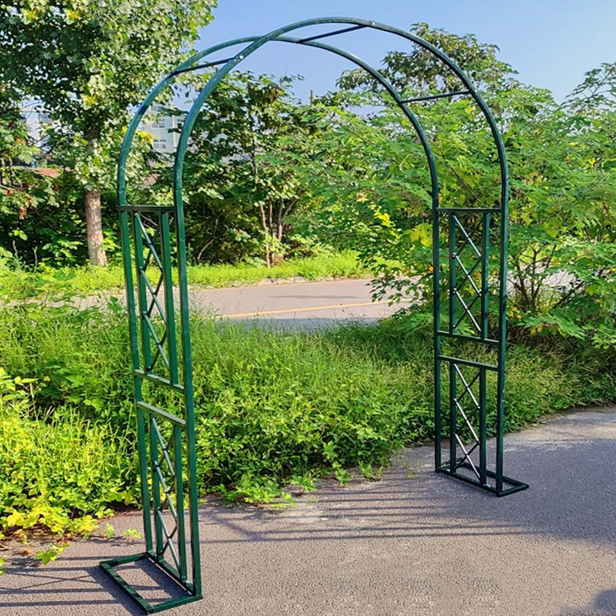 Garden Arbor, Metal Wedding Arch for Ceremony Party, Garden Trellis for Climbing Plants Outdoor, Wide 55" 71" 87" 103" 118" 134" Garden Arch Stand for Garden, Backyard, Lawn(Green,71" x 91" x 16")