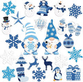 Xuhal 25 Pcs Christmas Magnets Decoration Winter Blue Gnome Snowman Snowflake Refrigerator Magnets Decorative Fridge Magnetic Stickers for Christmas Mailbox Car Metal Garage Door Decoration