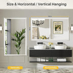 60x36 Inch White Bathroom Mirror for Wall, Thick Metal Framed Rectangle Mirrors for Over Sink, Bedroom, Living Room, Entryway, Anti-Rust, HD Tempered Glass