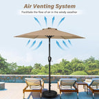HealSmart 7.5ft Patio Umbrella with Push Button Tilt/Crank, Outdoor Table Market Yard Umbrella, 6 Sturdy Ribs for Garden, Deck, Backyard, Pool