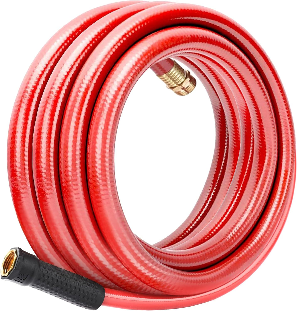 Solution4Patio Homes Lead-in Red Garden Hose 5/8 in. x 25 ft. -Kink Free, No Leaking, Male/Female Fittings -Heavy Duty Durable Flexible Lightweight Water Pipe -Brass Aluminum Ends for Household & Yard