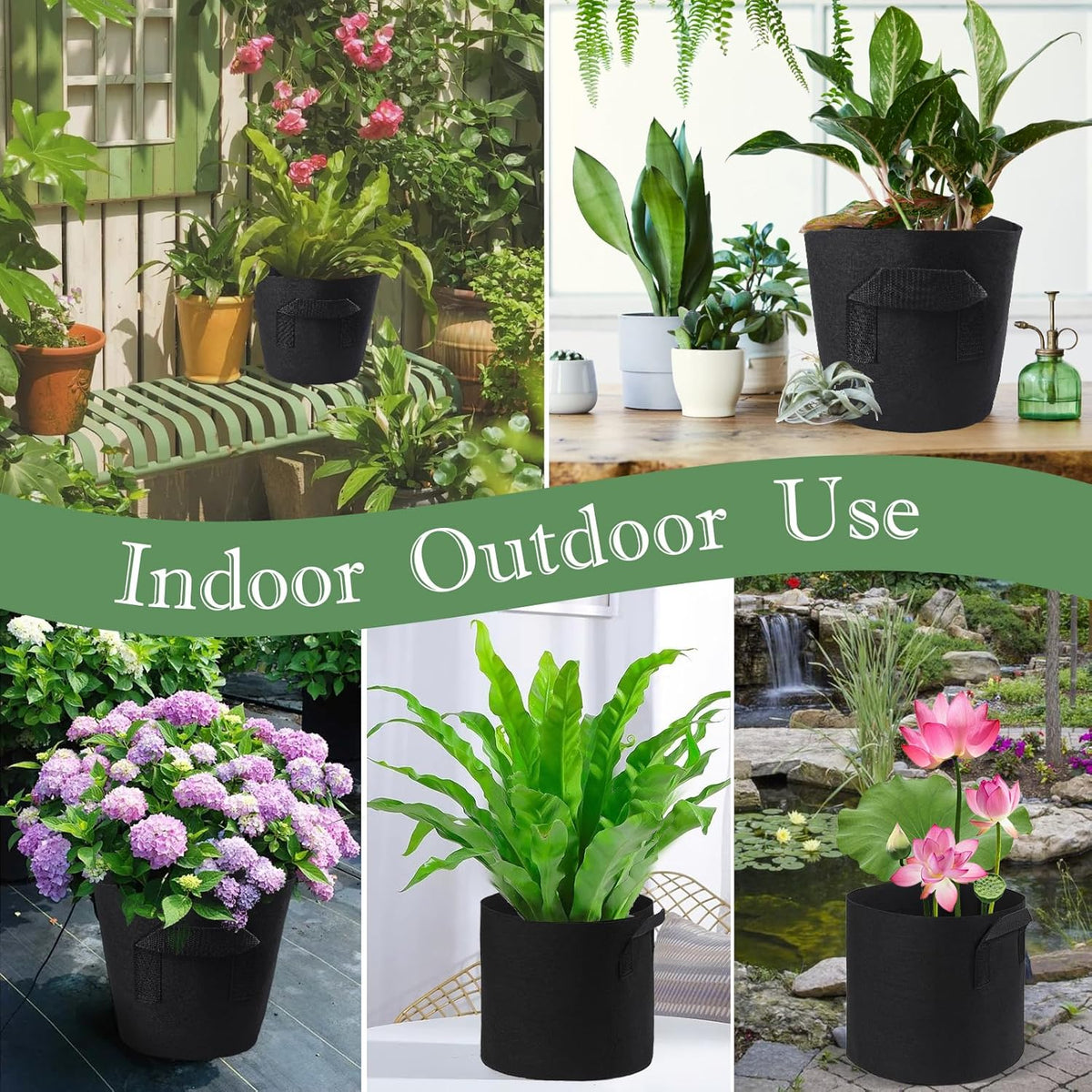 6Pcs Lily Plant Pots for Pond, Aquatic Pond Planter for Pond Durable Breathe Reusable Fabric Plant Bags for Aquatic Plants, Potato, Carrot, Onion, Flower (1 Gallon)
