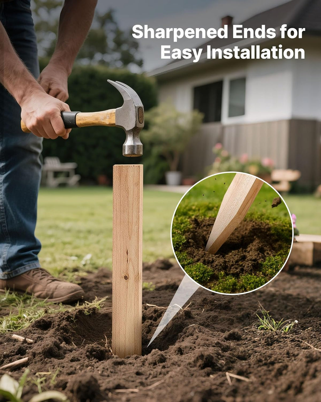 VEVOR Wooden Garden Stakes, 25 Pcs 24 x 0.5 x1.5 in Survey Grading Stakes, Garden Ground Stake with Sharp Point, Fir Wood Plant Support Stake, Sign Posts for Silt Fence Backyard Boundaries Baselines