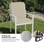Outdoor Chair Cushions, Water-Resistant & Fade-Resistant, Patio Furniture Lawn Dining Chair Seat Replacement with Mid Back, Ties Zipper, Removable Cover, 18 x 16.5 Inch, Set of 4, Beige