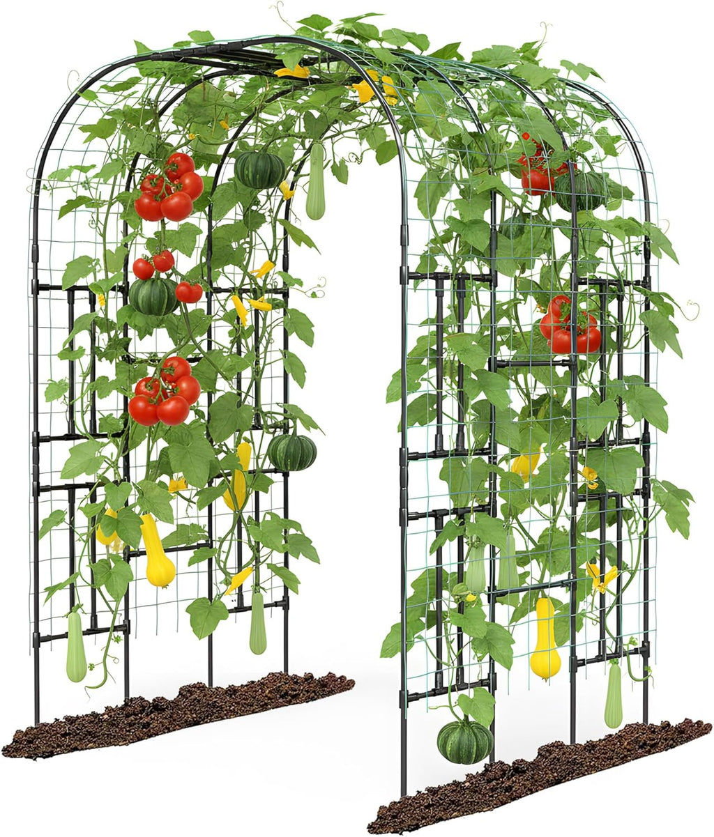 Garden Arch Trellis for Climbing Plants, 7.22 FT Tall Large Arbour Archway for Rose Vine Cucumber Vegetables, Wide Garden Arch for Lawn, Party, Ceremony Wedding Decoration.