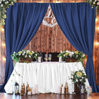 Joydeco Blue Backdrop Curtains for Wedding, Polyester Backdrop Drapes for Photo Background Baby Shower Decorations, Wrinkle Free Polyester 5ft x 7ft Fabric Drape 2 Panels with Rod Pockets