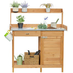 Yaheetech Potting Bench Outdoor Potting Table with Storage,Natural Wood