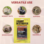 Giant Destroyer Smoke Bomb Gasser – Rodent & for Gophers, Moles, Groundhogs & Rats – 32pk (128 Tubes) + Jecudi Towel
