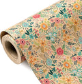 WRAPAHOLIC 30 Inch Jumbo Kraft Floral Wrapping Paper Roll - 30 Inch x 33 Feet - Spring Summer Garden Flower Design Perfect for Wedding, Bridal Shower, Birthday