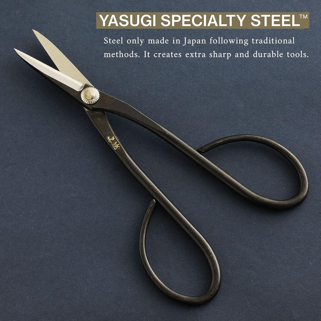 Wazakura Yasugi Steel Satsuki Bonsai Scissors for Trimming Made in Japan 7 inch (180 mm), Japanese Garden Bonsai Tools, Pruning Shears for Flowers and Herbs