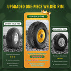 (2 Pack) 4.10/3.50-4 Flat Free Tire and Wheel 10-Inch Solid Wheel Replacement with 5/8 Bearings,2.2" Offset Hub -Compatible with Hand Truck,Wheelbarrow(Yellow)