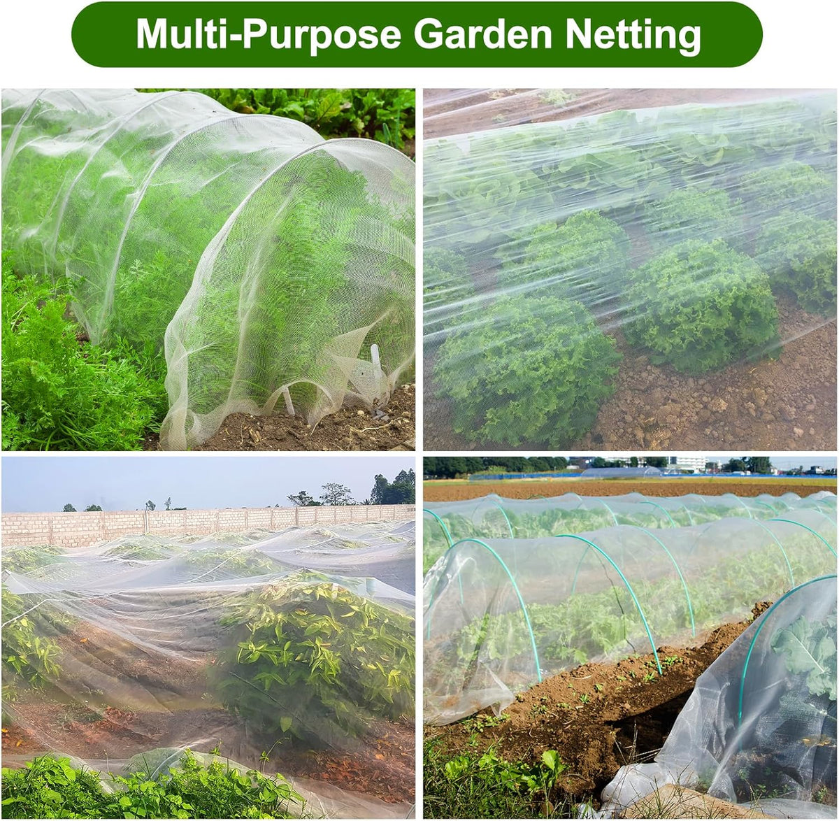 Garden Netting, Jevrench Durable Ultra Fine Garden Netting, Garden Plant Cover Row Cover Makes Plants, Vegetables, Fruits, and Flowers Grow Better (10ft x 50ft)