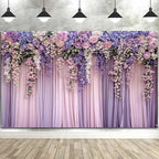 6x4ft Purple Flower Wedding Photography Backdrop Lavender Floral Wedding Bridal Photography Backdrop Anniversary Birthday Baby Shower Girl Party Banner Photo Booth Props Background Wall Decor
