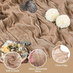 Asee'm 4pcs Cheesecloth Table Runner 120 Inches Long Nude Boho Gauze Cheese Cloth Runner 10FT Rustic Sheer Table Runners for Christmas Wedding Party Baby Shower Spring Easter Decoration