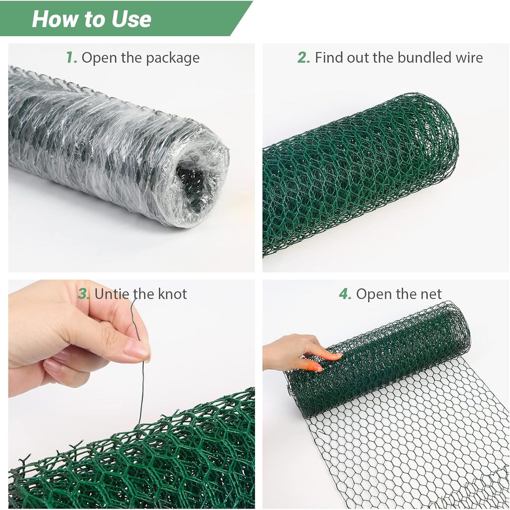 Chicken Wire Fence for Craft,13.78 x 236 Inch Lightweight Galvanized Hexagonal Chicken Wire Netting, Chicken Wire Mesh for Garden Poultry, Floral Chicken Wire Fencing with Gloves, Wire Ties and Plier