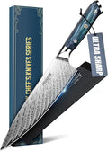 Huusk 8" Chef Knife, Stainless Japanese Kitchen Knife with Ergonomic Resin Handle & Sheath, Sharp Kitchen Knives Full Tang, Japanese High Carbon Steel Cooking Knifes, Father's Day Gifts for Dad