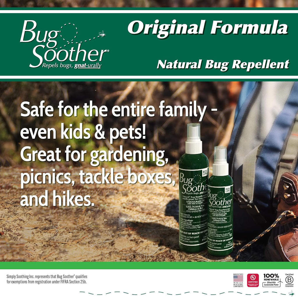 Bug Soother Refill - Natural Insect, Gnat and Mosquito Repellent & Deterrent - 100% DEET-Free Safe Bug Spray for Adults, Kids, Pets, Environment - Includes Free 1 oz. Travel Size. (16 oz.)