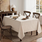 MIULEE Ivory-Black Linen Tablecloth 60x104 Inch Rectangle Table Cloth Waterproof,Stain Resistant & Wrinkle Resistant for Dining Party Wedding