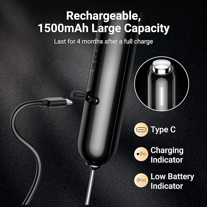 InstaWhisk Milk Frother with Variable Speed, Rechargeable Coffee Frother Wand with Detachable Double Whisk, Drink Mixer Handheld Electric Stirrer for Latte, Cappuccino, Matcha, Almond Milk, Protein