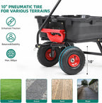 800lb Garden Dump Cart, Heavy Duty Wheelbarrow Dump Wagon with 4 Wheels&Quick-Release Dumping,Utility Wagon Carts for Yard,Farm and Garden