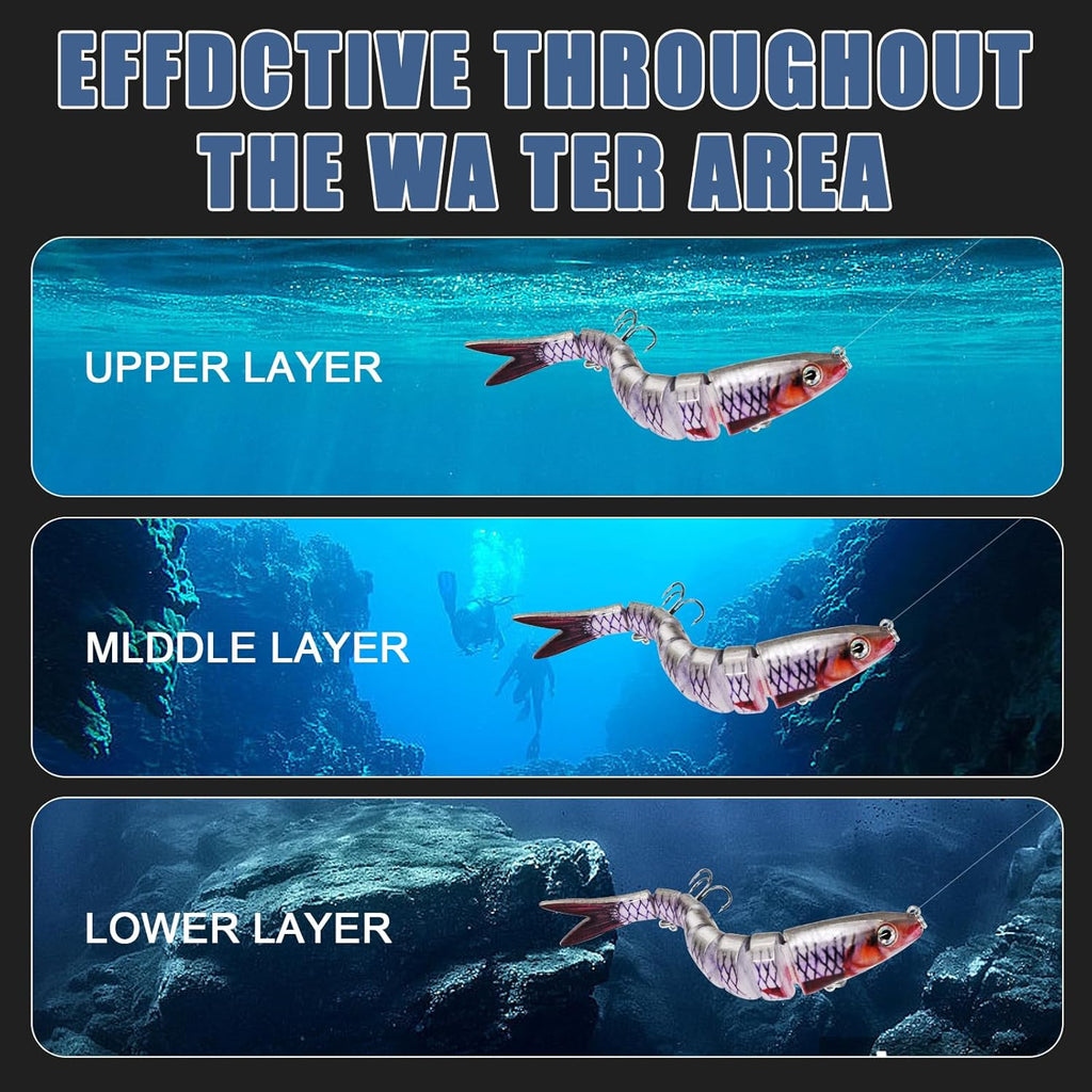 Fishing Lures for Bass Trout Topwater Multi Jointed Swimbaits Slow Sinking Bionic Swimming Lures Bass Freshwater Saltwater Bass Lifelike Fishing Lures Kit