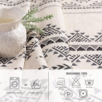 MYSKY HOME 60x120 Boho Rectangle Tablecloth Linen Farmhouse Tablecloth Waterproof Decorative Fabric Table Cloth for Kitchen Dining Bohemian Tablecloth for 8 Feet Table, Grey