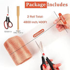 Copper Mesh Rodent Control, 5 in x 400 ft（2 Rolls of 200ft） Proof Wire Screen Roll for Mice Rat Rodent, Bat & Snail, DIY Blocker Weep Hole Filler & Wool Mouse Trap