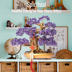 Natural Amethyst Gemstone Crystal Bonsai Tree of Life Large Feng Shui Money Chakra Tree for Luck and Wealth Desk Decoration(1,251 Gem Count)
