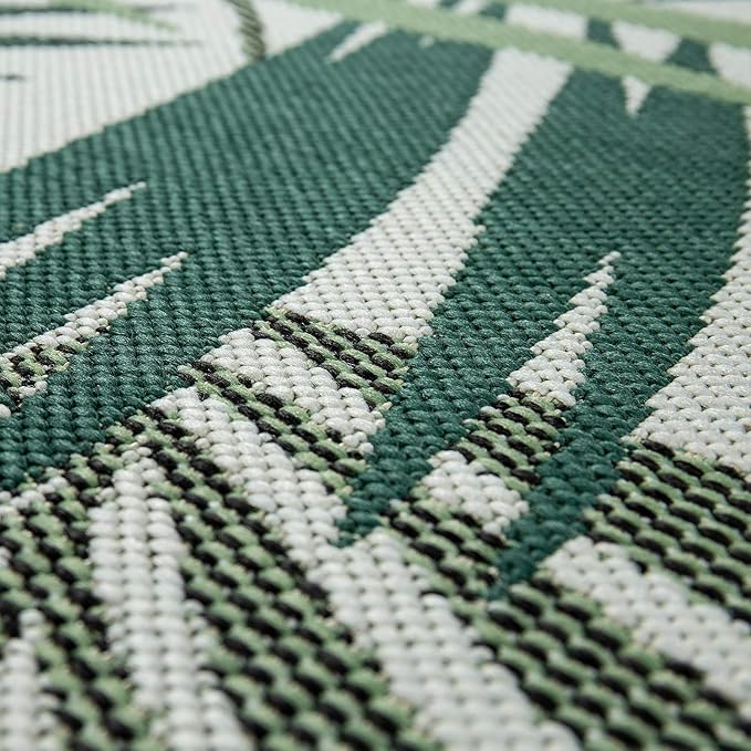 Indoor & Outdoor Rug for Patio Jungle Floral Palm Trees Design Green, Size: 6'7" x 9'6"