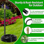 100 Ft Drip Irrigation System for Garden - Drip Irrigation Kit with 32 360°Adjustable Copper Nozzles Hose, Automatic Atomizing Plant Watering Sprinkler System for Yard, Lawn, Greenhouse, Potted