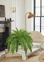 Artificial Fern Plants in Pot 34.6" Large Artificial Boston Fern 39 Leaves for Outdoors & Indoor Faux Potted Plant Fake Ferns Bush Plant for Patio Garden Farmhouse Porch Home Decor Green