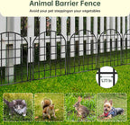 12 Panels Garden Fence, 13.8 ft(L) x 17 in(H) Arched No Dig Fence, Decorative Animal Barrier Fencing with Ground Stake, Rustproof Metal Garden Edging Border for Dog, Rabbit, Outdoor Yard Patio Decor