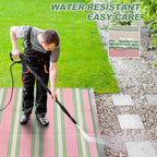Lahome Striped Outdoor Plastic Straw Rug, Reversible Outdoor Rug Waterproof 9x12 Rugs for Patio, RV Camping Rug Picnic Mat Outside Large Carpet for Beach Deck Backyard Balcony(Pink/Green,9'x 12')