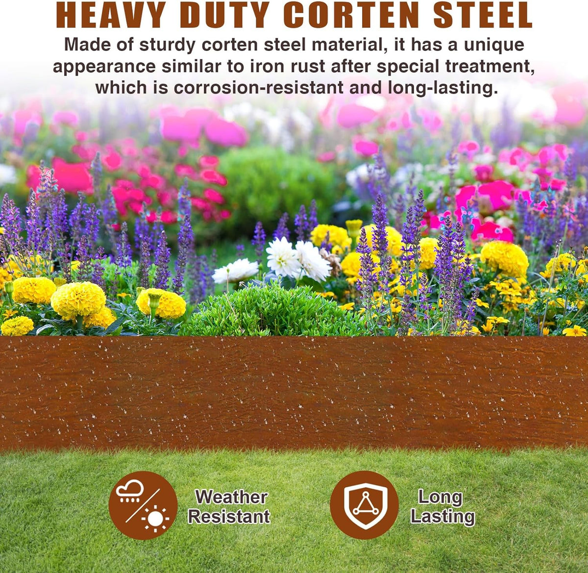 40" L X 8" H Corten Steel Landscape Edging,6 Pack Landscape Edging with 7 Clips and Gloves,Garden Edging Border for Lawn, Flower Bed, Yard (Rust-Colored)