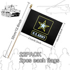 22 Pack All Branches Military Service Flags Set Small Mini Army Armed Forces Handheld Flag on Stick for Veterans Day,Memorial Day Decorations,5x8 Inch
