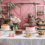 12x10ft Country Wedding Pink Photography Backdrop Rustic Wooden Door Photography Backdrop Farmhouse Flower Western Girl Birthday Baby Shower Wedding Bridal Party Banner Photo Booth Props Background