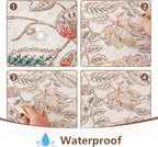 MYSKY HOME 60x120 Rectangle Tablecloth Linen Farmhouse Tablecloth Waterproof Decorative Fabric Table Cloth for Indoor&Outdoor, Floral Brown Tablecloth for 4 Feet Table, Washable