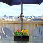 AuldHome Design Umbrella Planter for Patio Table (Black Square), w/Umbrella Hole, Enamelware Rectangular Planter Pots (Pack of 2)