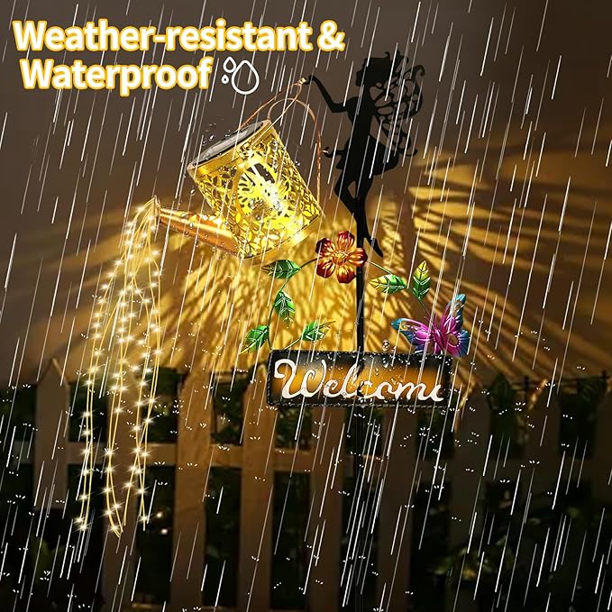 ZKLiLi Solar Watering Can with Lights,Outdoor Garden Fairy Decor Waterproof Large Hanging Lantern Lights Decorations for Patio Yard Porch Lawn Pathway Walkway Statues Outdoor Garden Decor Gifts