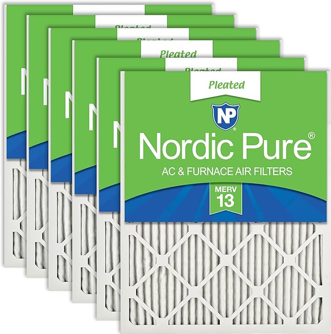 Nordic Pure 20x20x1 (Actual Size: 19 1/2 x 19 1/2 x 3/4) Pleated MERV 13 Air Filters 12 Pack