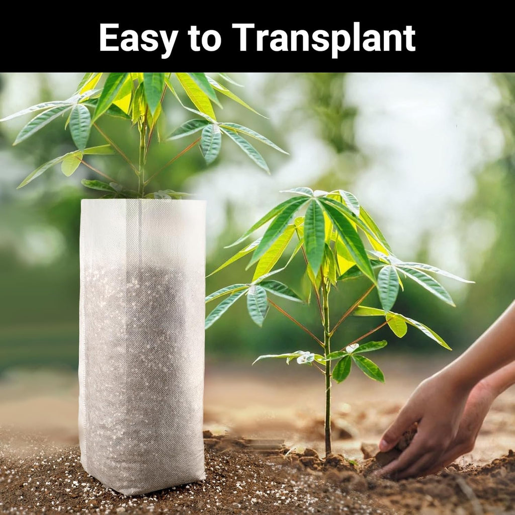 100pcs Nursery Bags for Plants - 7.87x13.77 inches Breathable Plant Grow Bags, Fabric Grow Seedling Pots for Vegetable, Fruit, Flower