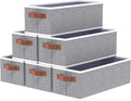 OUTBROS Storage Bins, Foldable Baskets for Organizing, Fabric Boxes With Handles, For bedrooms, living rooms, Shelves, Grey, 15 x 6.1 x 5.1 inch, 6-Pack