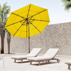 JEAREY 9FT 3 Tier Patio Umbrella Outdoor Market Umbrella Table Umbrellas with 8 Ribs 1.5 Pole Push Button Tilt and Crank UV Protection for Garden,Backyard,Yellow