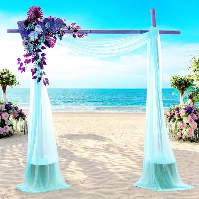 MDS Halloween Chiffon Draping Fabric - 2 Panel, 30" Wide x 100ft Long - Sheer Spooky Arbor & Canopy Drapery for Haunted House Backdrops, Party Ceilings, DIY Costumes & Themed Events - Teal