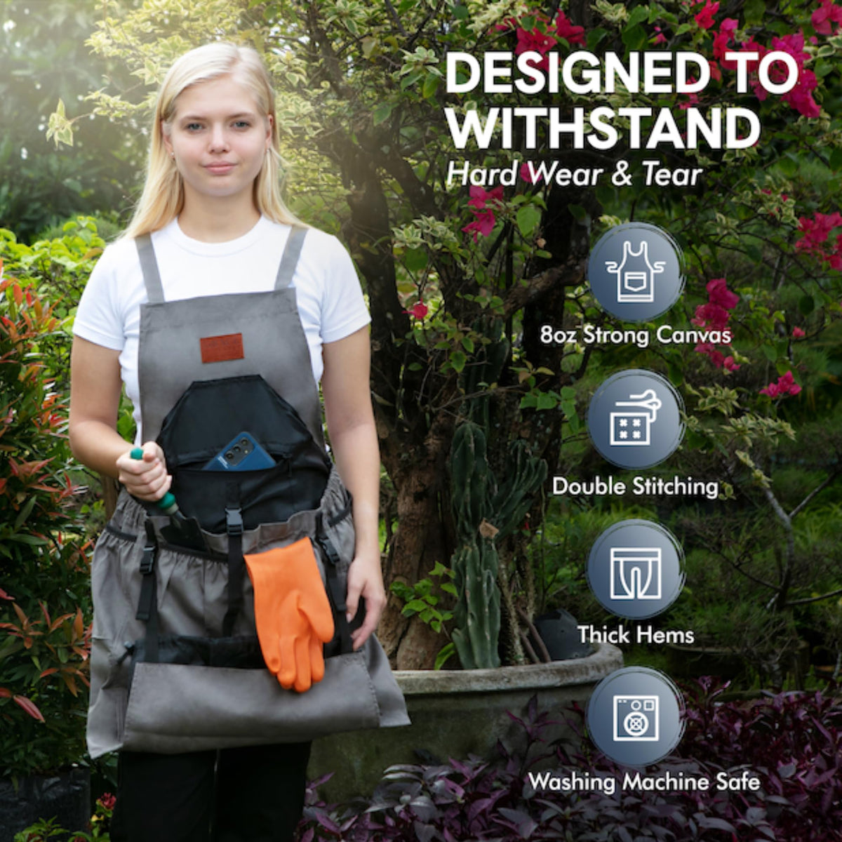 Gardening Apron with Harvest Pouch - 7 Pocket Garden Gift for Women & Men