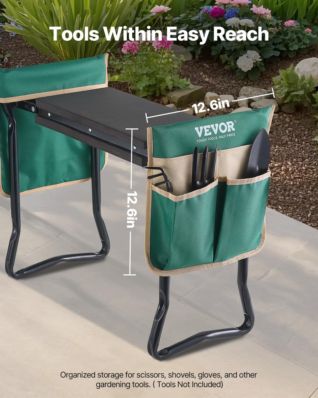 VEVOR Garden Kneeler and Seat, 330 lbs Load Capacity, 8" EVA Wide Pad, Foldable Garden Stool, Kneeling Bench for Gardening with Tool Bag, Gifts for Women, Grandparents, Seniors, Mom and Dad