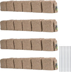 Beuta Landscape Edging | Garden Edging Border | Faux Stone Blocks for Lawn Edging, Flower Beds & Yard Edging – 4 Pack | Each Section Has 6 Blocks 48" L x 4" W x 6.5" H | 8 Spikes | Sandstone