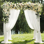 Wokceer Wedding Arch Draping Fabric 28.7" x 20FT Ivory Drapes Sheer Fabric Backdrop Arch Draping Fabrics for Wedding Ceremony Birthday Party Bridal Shower Decoration