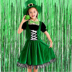 4 Pack Green Foil Fringe Curtain Backdrop, 3.28Ft x 8.2Ft Metallic Tinsel Foil Fringe Streamer Curtains for Photo Booth Props Decor Party Supplies